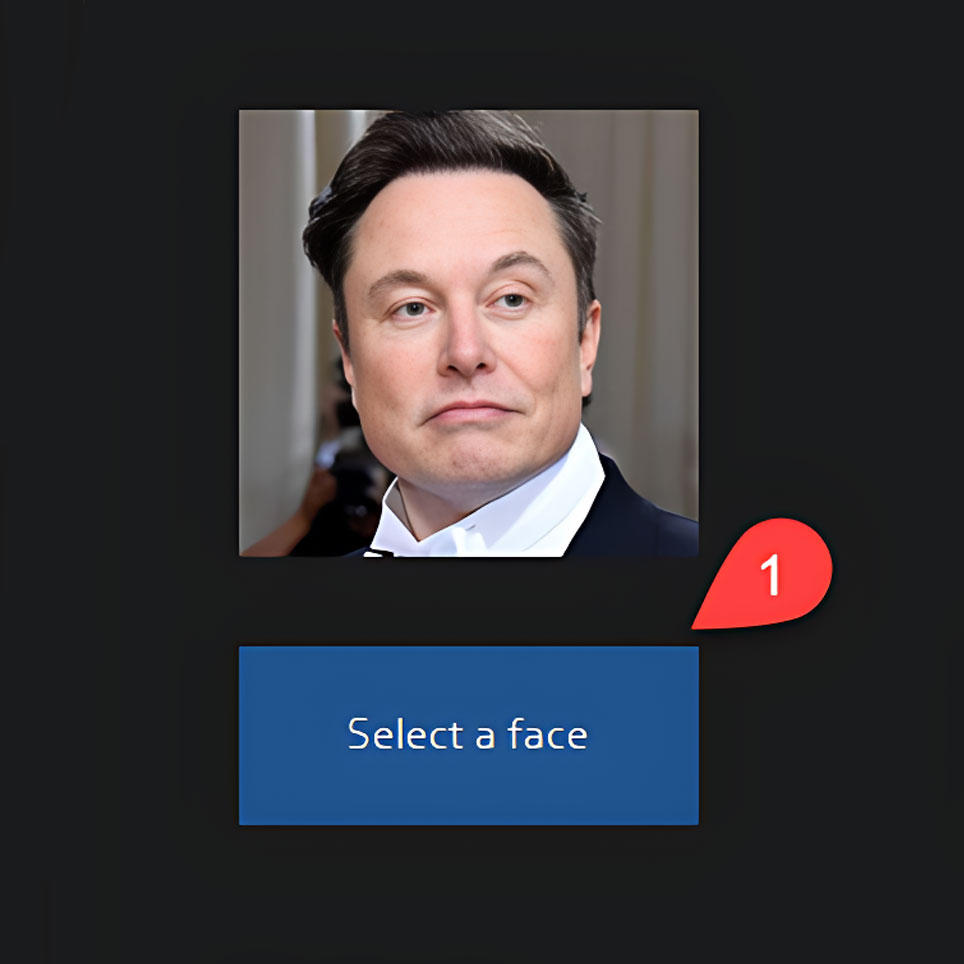 Step 1: Select face model for AI face swap